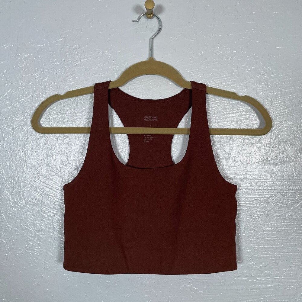Girlfriend Collective Women S Brown Paloma Racerback Sports Bra Athleisure